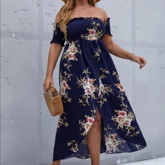Boho floral print shirred high low dress - Picture 9 of 13